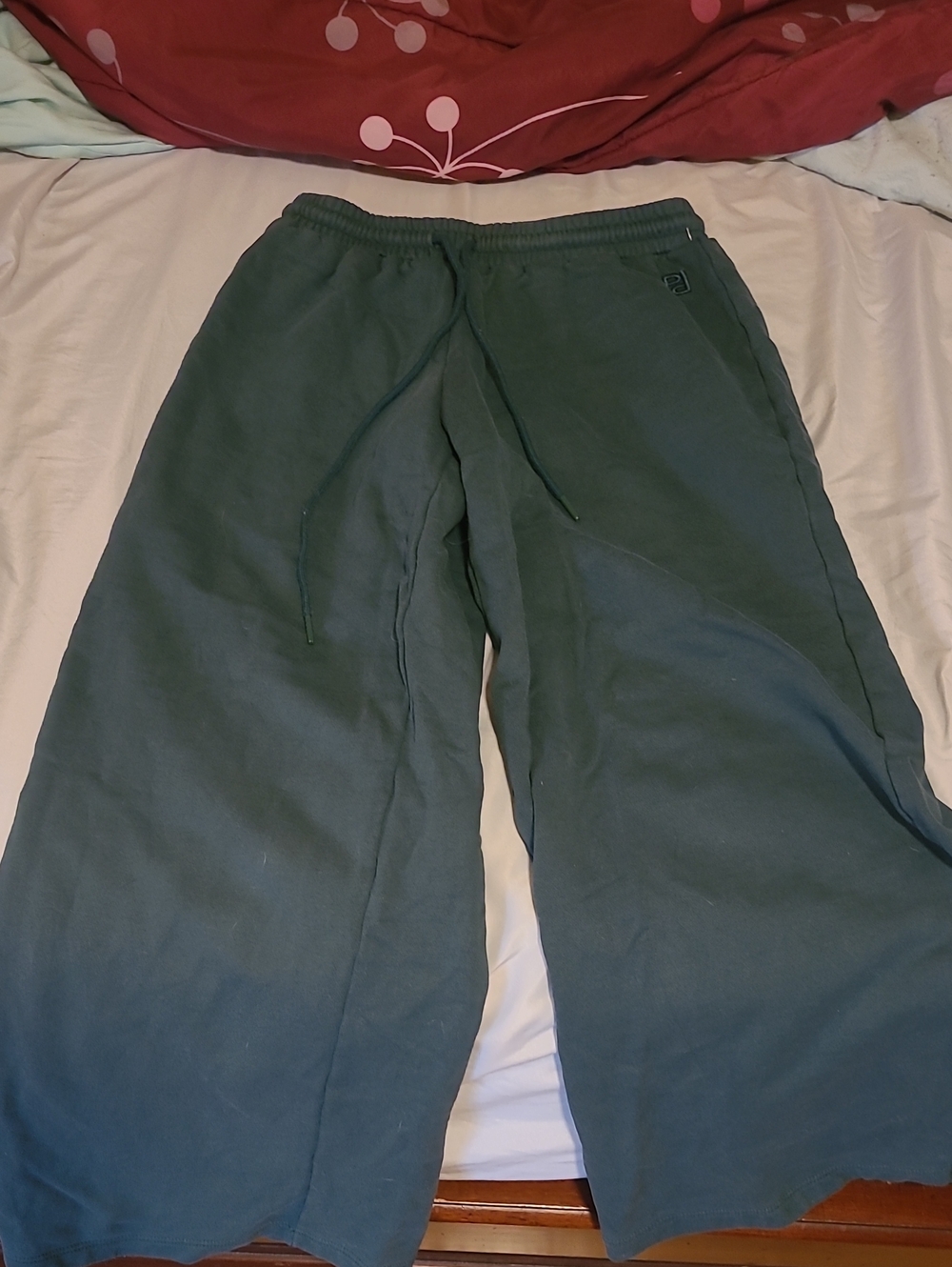Princess Polly, Women's Wide-Leg Drawstring Pants in Dark Green